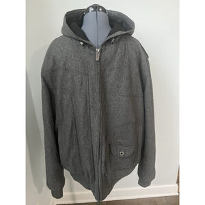 Sean John Wool Blend Bomber Jacket XXL Gray Hooded Zip G-III Apparel Vintage